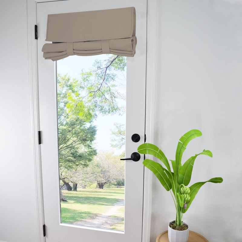 WdFour Side Door Curtains - Room Darkening Solid Color Glass Door Window Covering - Front Door Sidelight Curtain Tie up Shade 34W x 80L Inches - 1 Panel, Mocha - Image 1